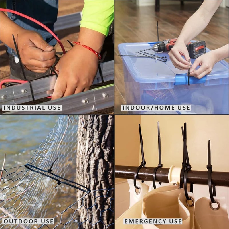 درافل رباط كابلات متعدد الأغراض من النايلون من دورافيل - عبوة من 100 رباط، ذاتي القفل، قدرة تحمل عالية للوزن، طول 10 سم، أسود - Image 4